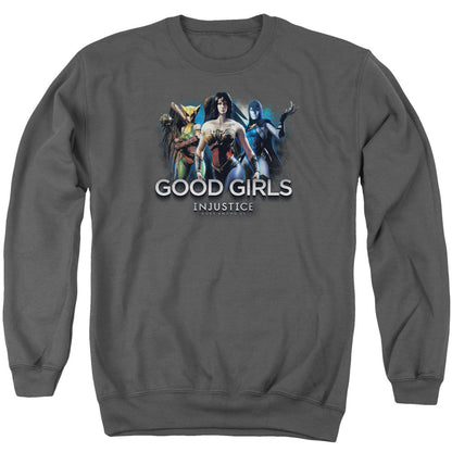 Injustice Gods Among Us Good Girls Mens Crewneck Sweatshirt Charcoal