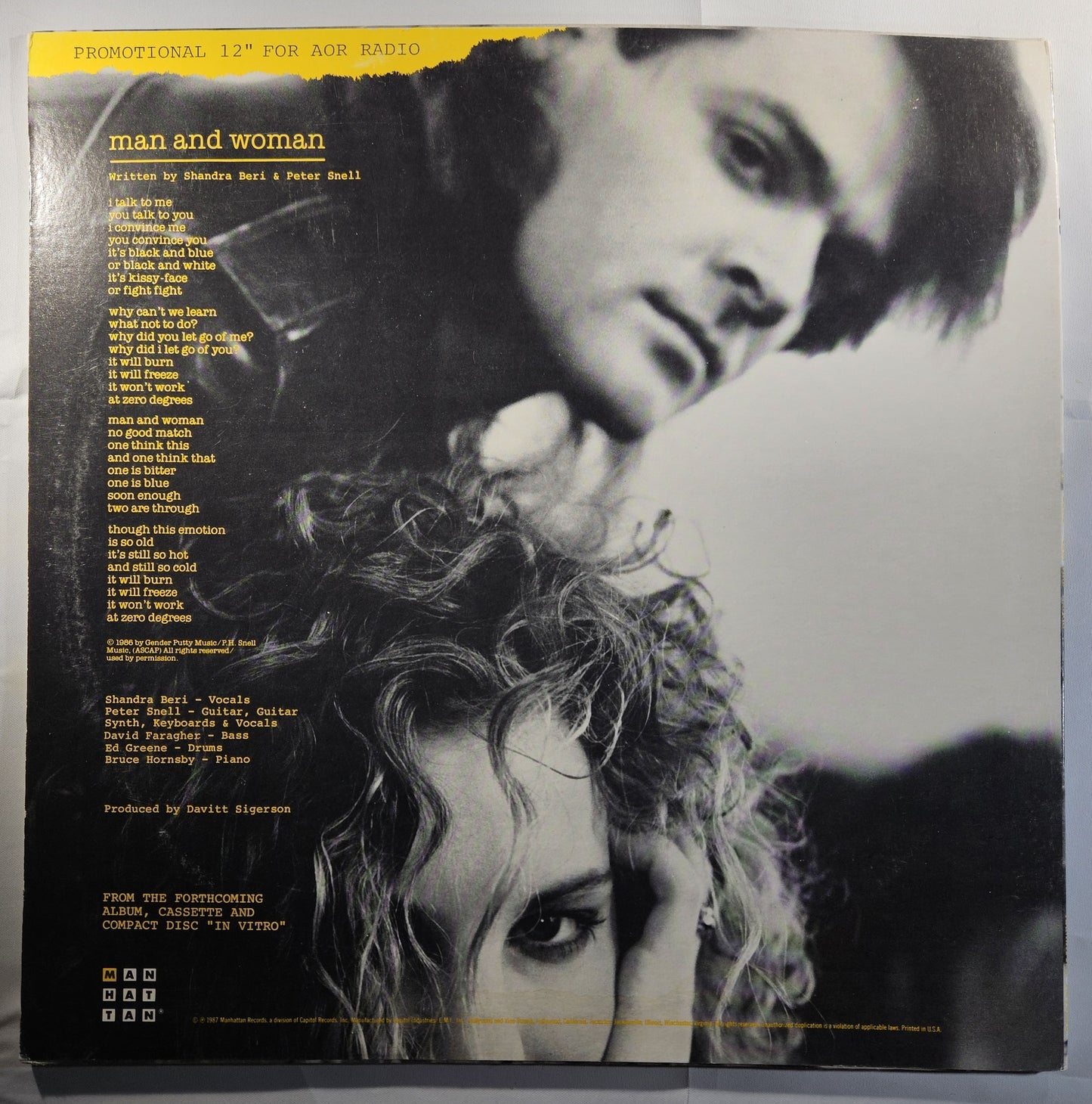 In Vitro - Man and Woman [1987 Promo] [Used Vinyl Record 12" Single]