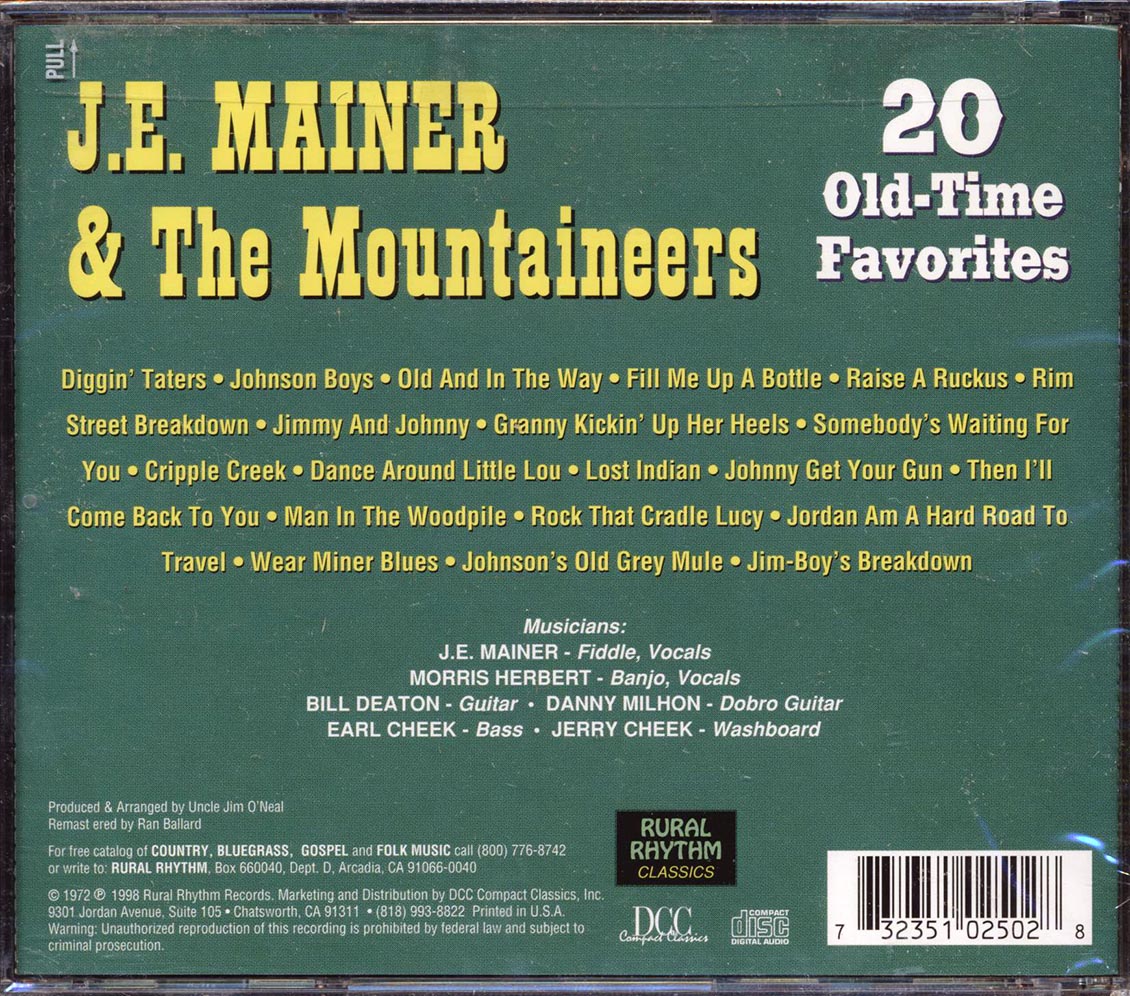 J.E. Mainer & The Mountaineers - 20 Old-Time Favorites [1998 New CD]