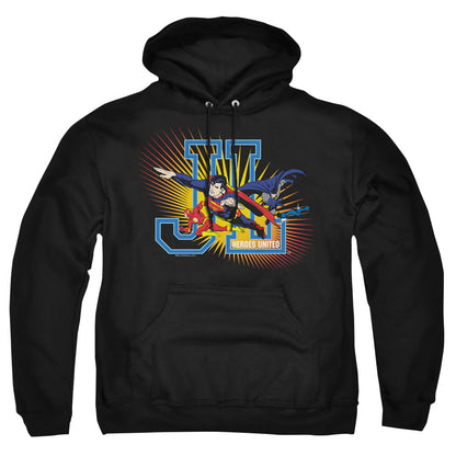 Justice League Of America Heroes United Mens Hoodie Black Officially Licensed