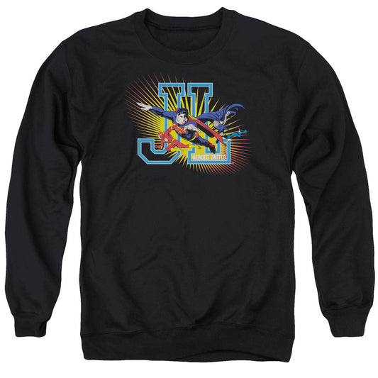 Justice League Of America Heroes United Mens Crewneck Sweatshirt Black Officially Licensed