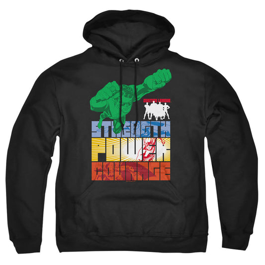 Justice League Of America Heroic Qualities Mens Hoodie Black Officially Licensed