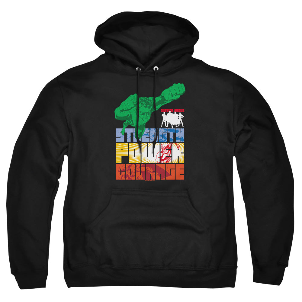 Justice League Of America Heroic Qualities Mens Hoodie Black Officially Licensed