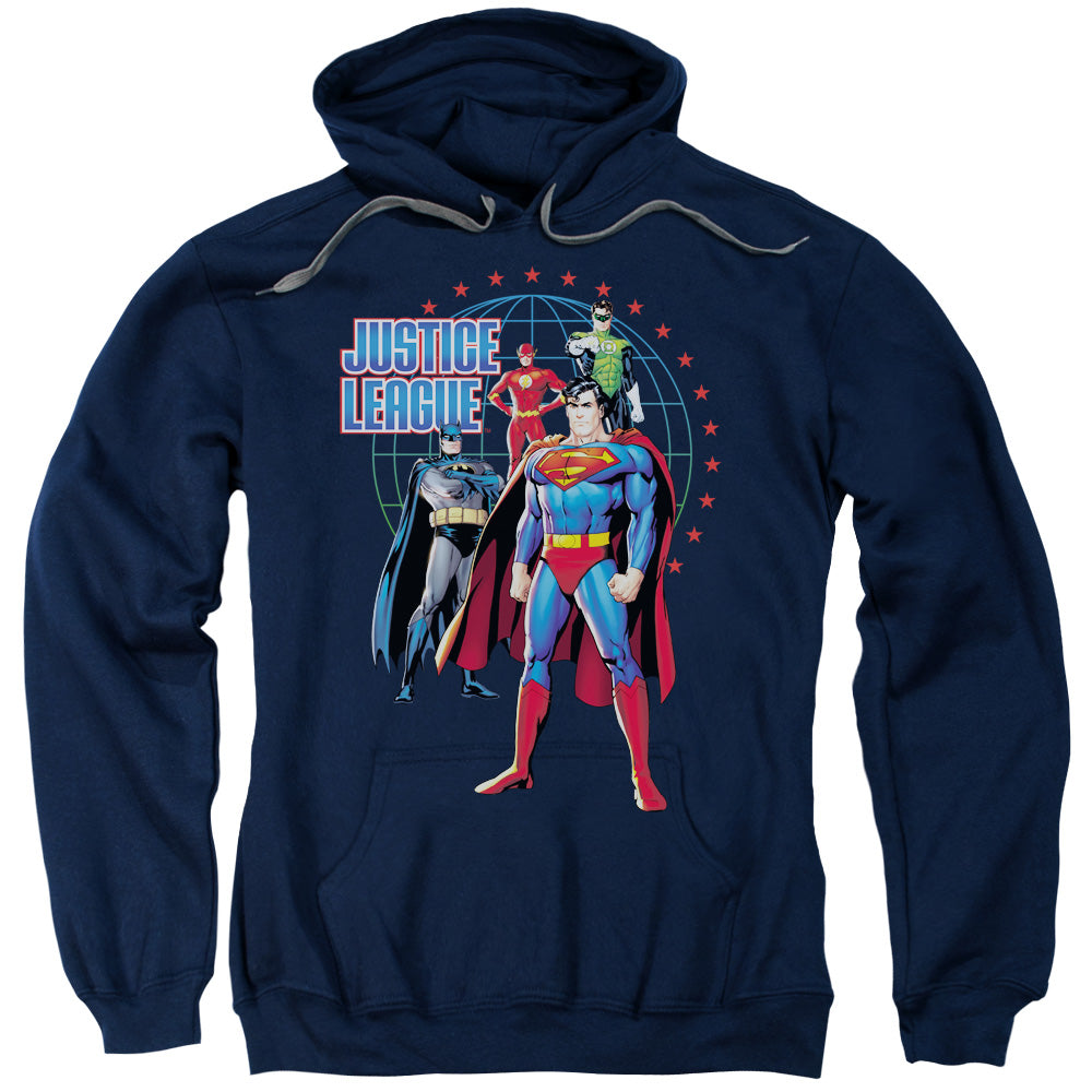 Justice League Protectors Mens Hoodie Navy Blue Blue Officially Licensed