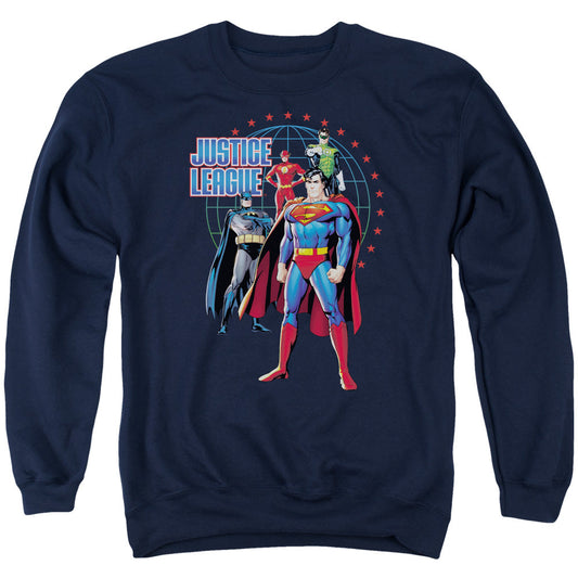 Justice League Of America Protectors Mens Crewneck Sweatshirt Navy Officially Licensed