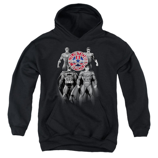 Justice League Shades of Gray Kids Youth Hoodie Black Officially Licensed