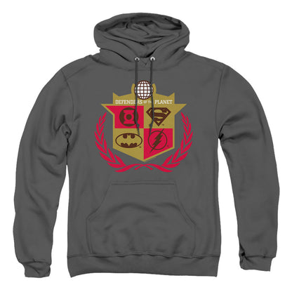 Justice League Of America Defenders Mens Hoodie Charcoal Officially Licensed
