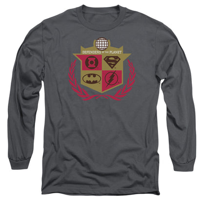 Jla Defenders Mens Long Sleeve Shirt Charcoal Officially Licensed