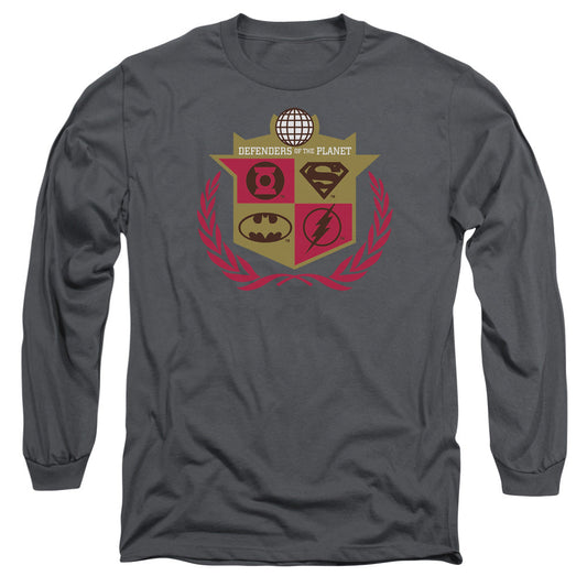 Jla Defenders Mens Long Sleeve Shirt Charcoal Officially Licensed