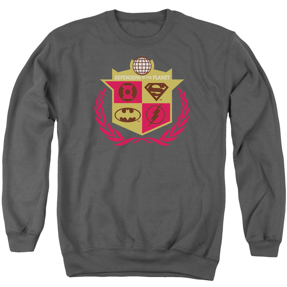 Justice League Defenders Mens Crewneck Sweatshirt Charcoal Officially Licensed