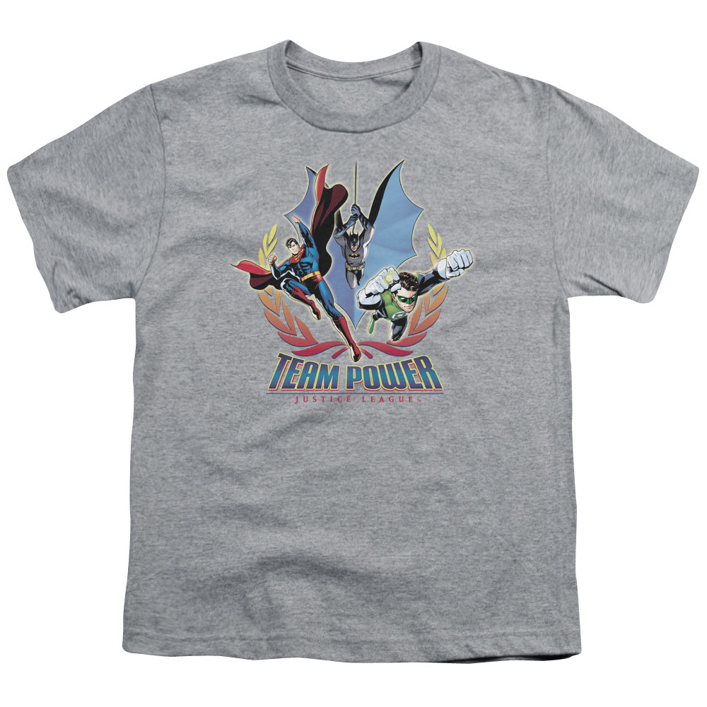 Justice League Team Power Kids Youth T Shirt Athletic Heather Officially Licensed