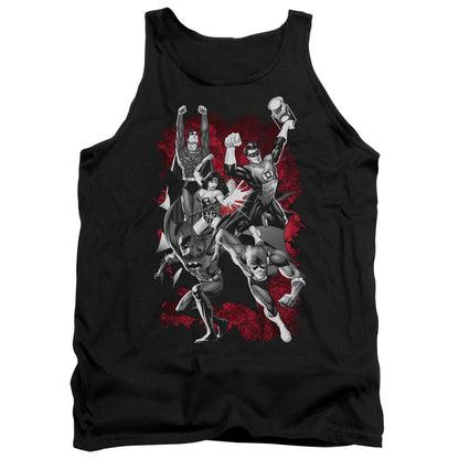 Justice League Justice League Explosion Mens Tank Top Shirt Black Officially Licensed