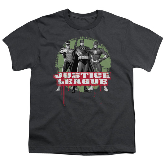 Justice League Justice League Trio Kids Youth T Shirt Charcoal Officially Licensed