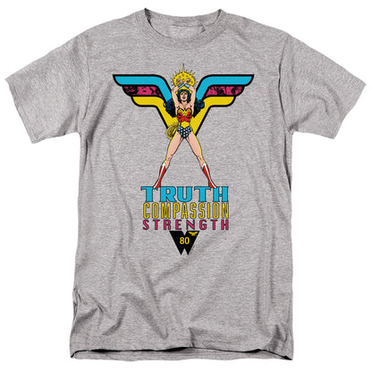 Wonder Woman Truth, Compassion, Strength Mens T Shirt Athletic Heather Officially Licensed