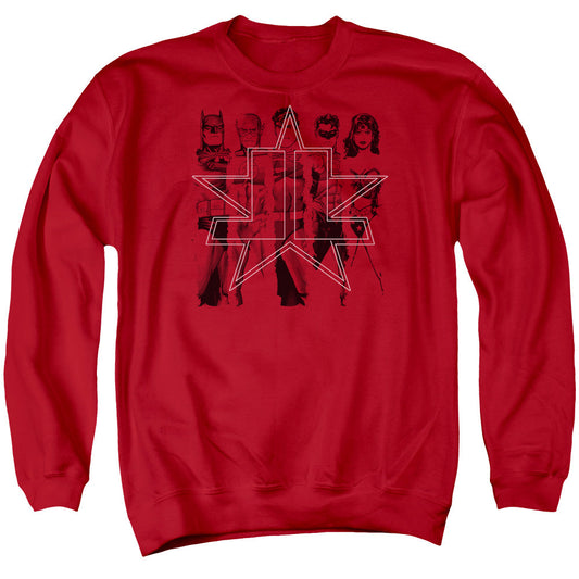 Justice League Of America Five Stars Mens Crewneck Sweatshirt Red Officially Licensed