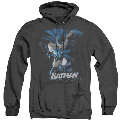 Justice League Of America Batman Blue & Gray Mens Heather Hoodie Black Officially Licensed