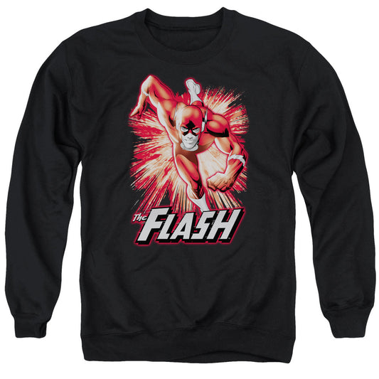 Justice League Of America Flash Red &Amp; Gray Mens Crewneck Sweatshirt Black Officially Licensed