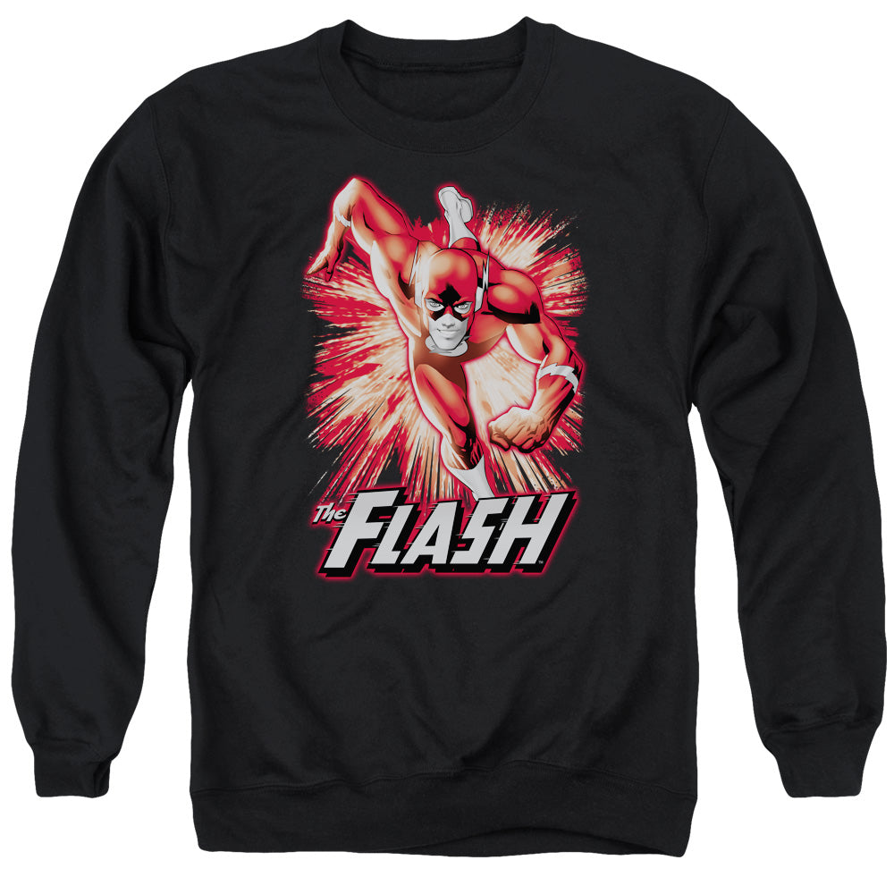 Justice League Flash Red and Gray Mens Crewneck Sweatshirt Black Officially Licensed
