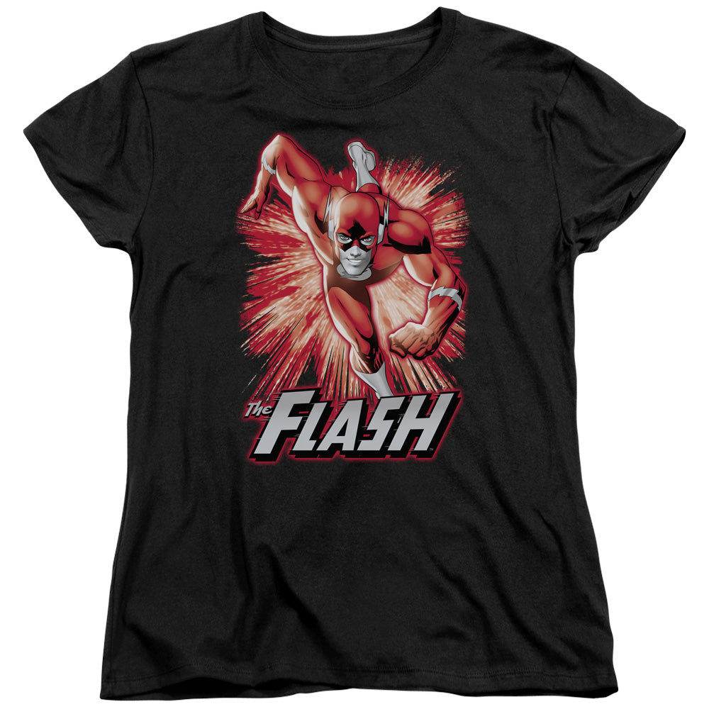 Justice League Flash Red & Gray Womens T Shirt Black Officially Licensed
