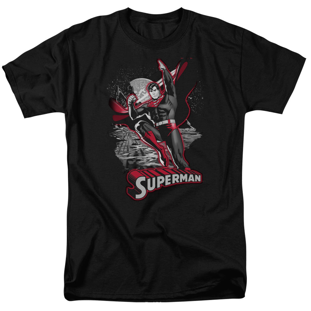 Superman Red & Gray Mens T Shirt Black Officially Licensed
