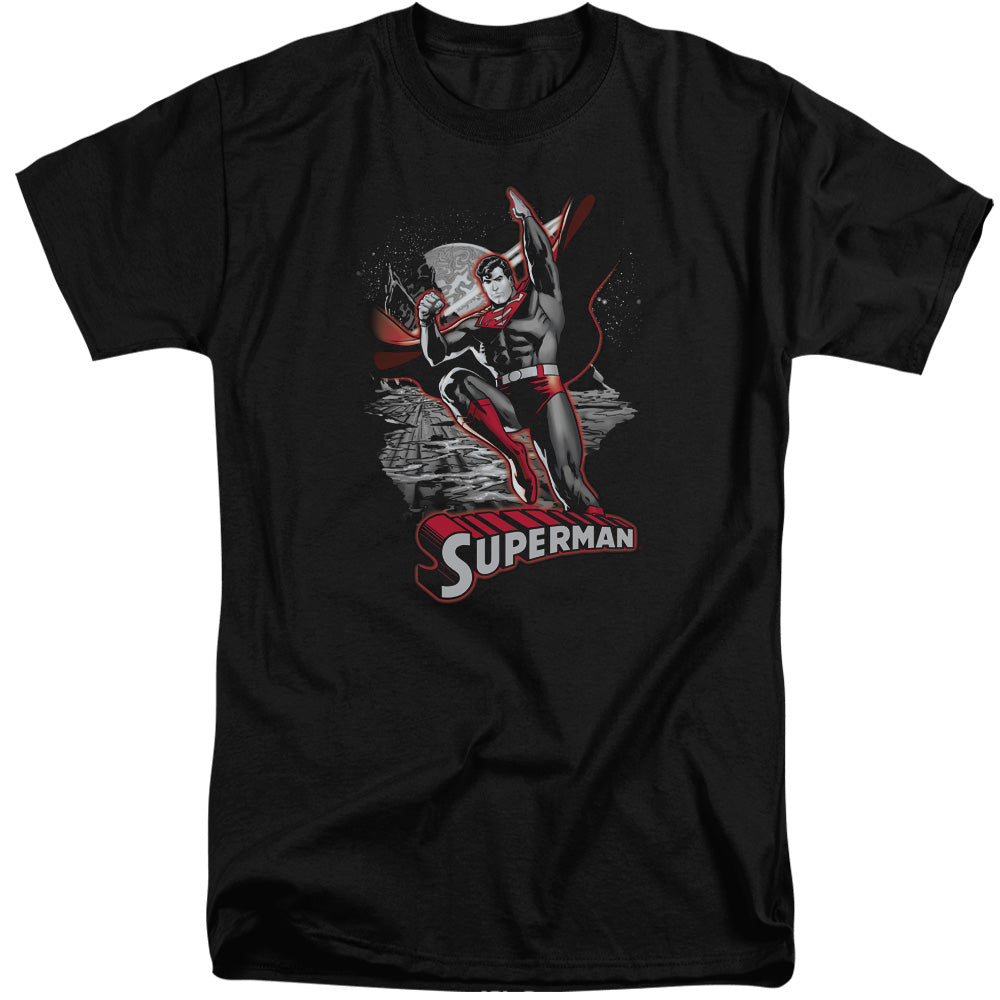 Justice League Of America Superman Red & Gray Mens Tall T Shirt Black Officially Licensed