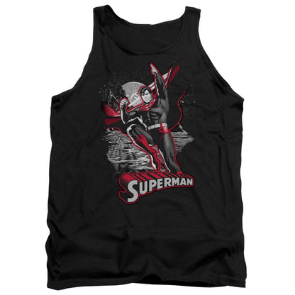 Justice League Superman Red & Gray Mens Tank Top Shirt Black Officially Licensed