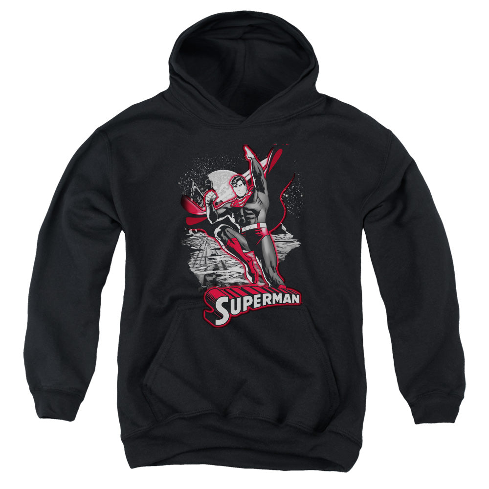 Justice League Superman Red & Gray Kids Youth Hoodie Black Officially Licensed