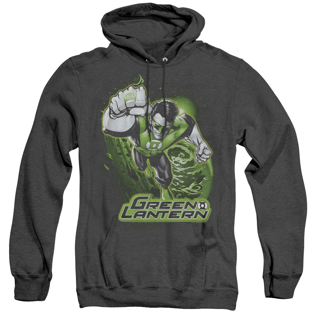 Justice League Green Lantern Green & Gray Heather Mens Hoodie Black Officially Licensed