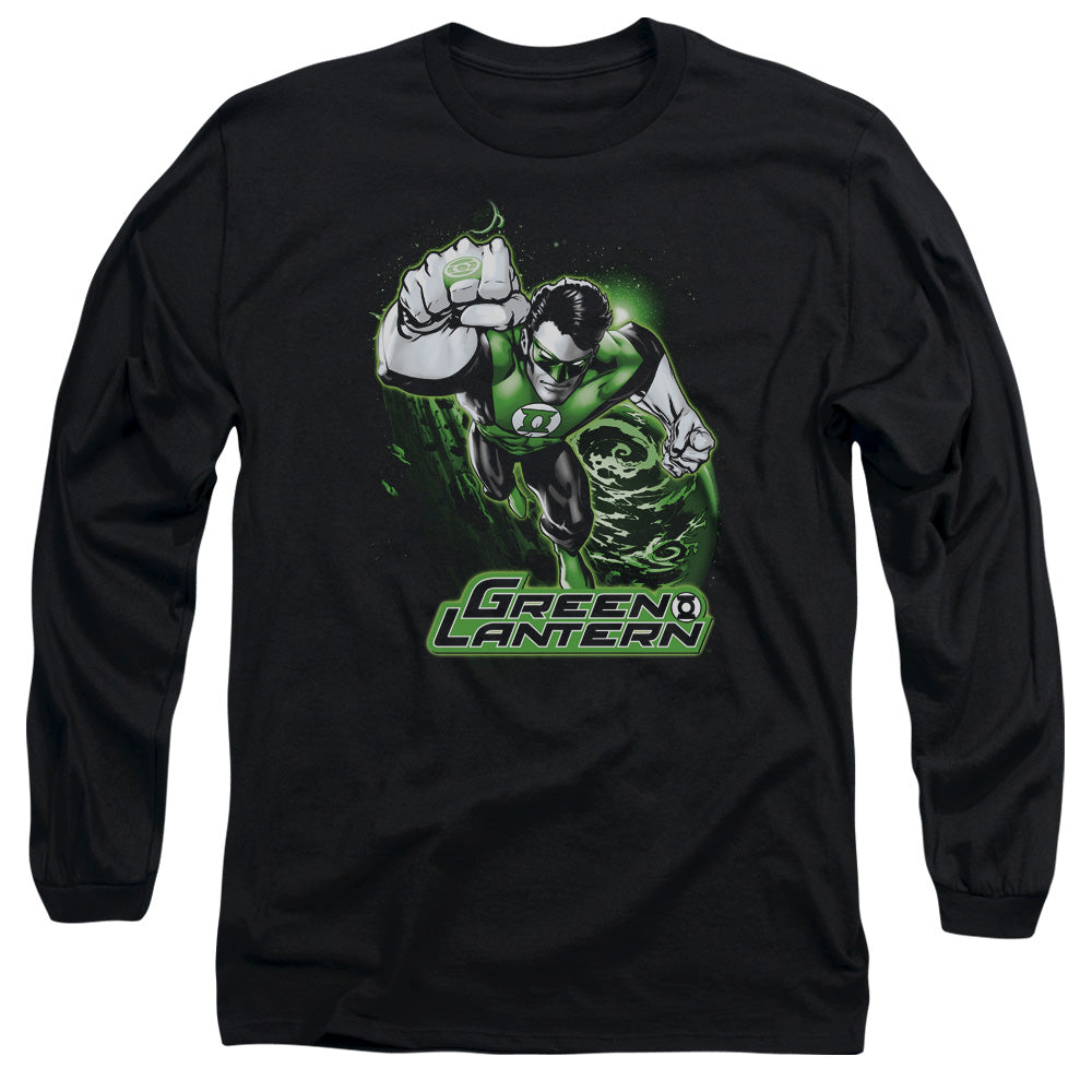 Justice League Green Lantern Green & Gray Mens Long Sleeve Shirt Black Officially Licensed