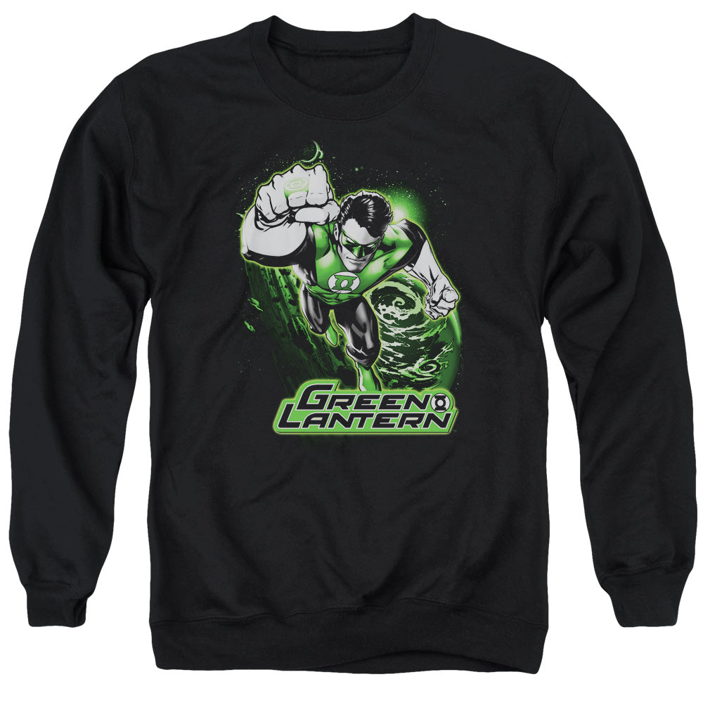 Justice League Green Lantern Green and Gray Mens Crewneck Sweatshirt Black Officially Licensed
