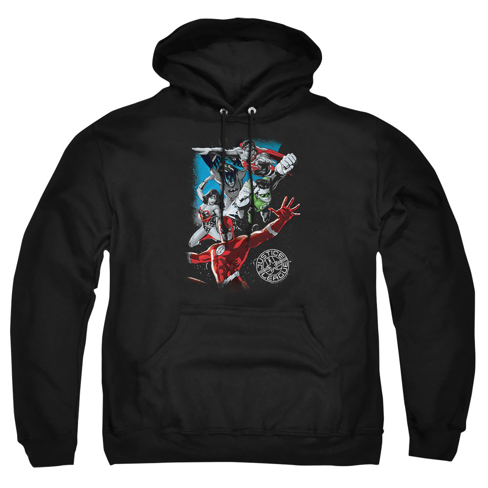 Justice League Of America Galactic Attack Mens Hoodie Black Officially Licensed