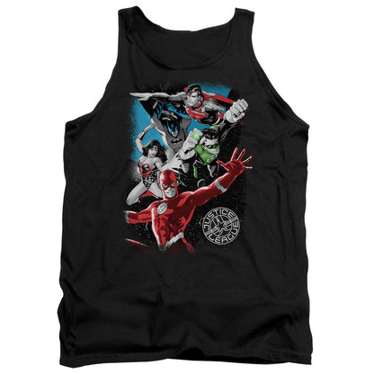 Justice League Galactic Attack Mens Tank Top Shirt Black Officially Licensed