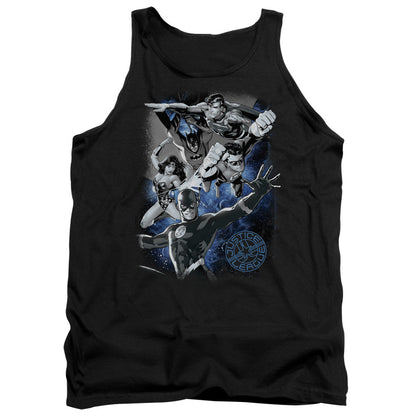 Justice League Galactic Attack Nebula Mens Tank Top Shirt Black Officially Licensed