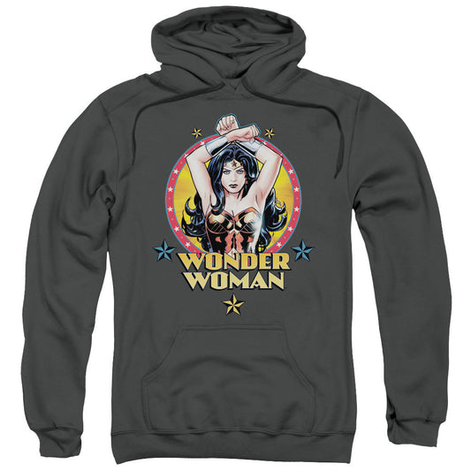 Justice League Powerful Woman Mens Hoodie Charcoal Officially Licensed