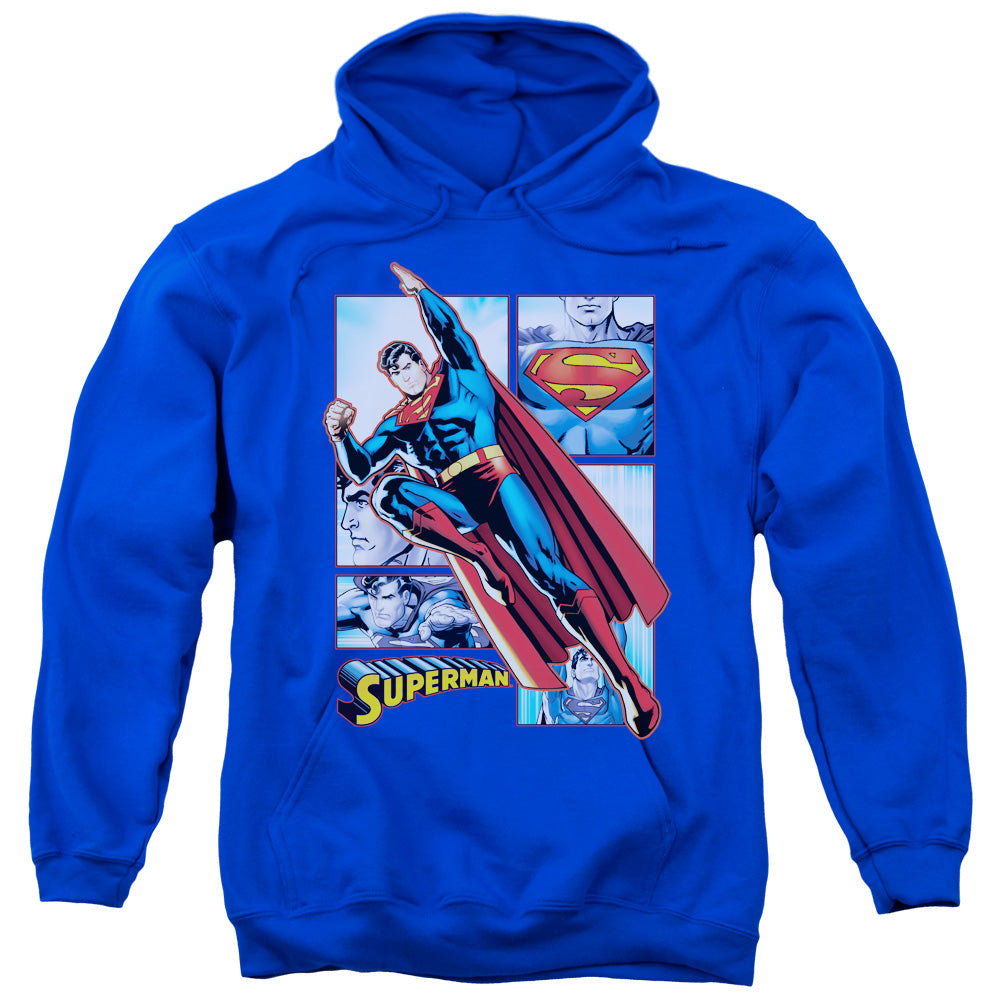 Justice League Superman Panels Mens Hoodie Royal Blue Officially Licensed