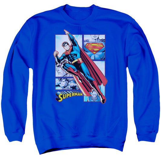 Justice League Superman Panels Mens Crewneck Sweatshirt Royal Blue Officially Licensed