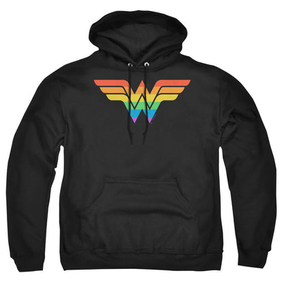 Justice League Wonder Woman Rainbow Mens Hoodie Black Officially Licensed