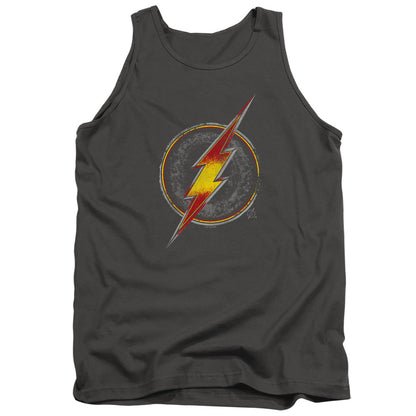 Justice League Flash Busted Logo Mens Tank Top Shirt Charcoal Officially Licensed