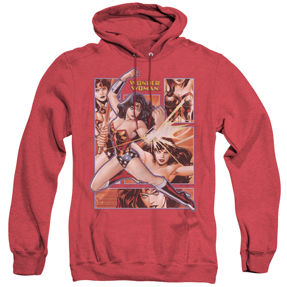 Justice League Wonder Woman Panels Heather Mens Hoodie Red Officially Licensed