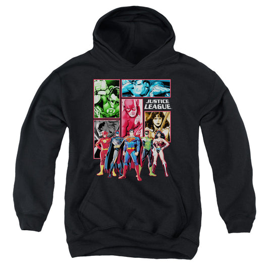 Justice League Justice League Panels Kids Youth Hoodie Black Officially Licensed