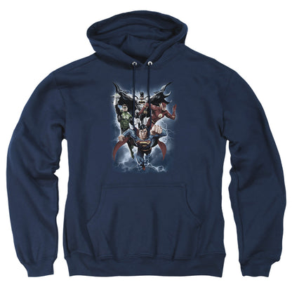 Justice League Of America The Coming Storm Mens Hoodie Navy Officially Licensed