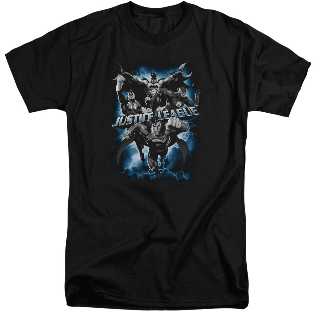 Justice League Justice Storm Mens Tall T Shirt Black Officially Licensed