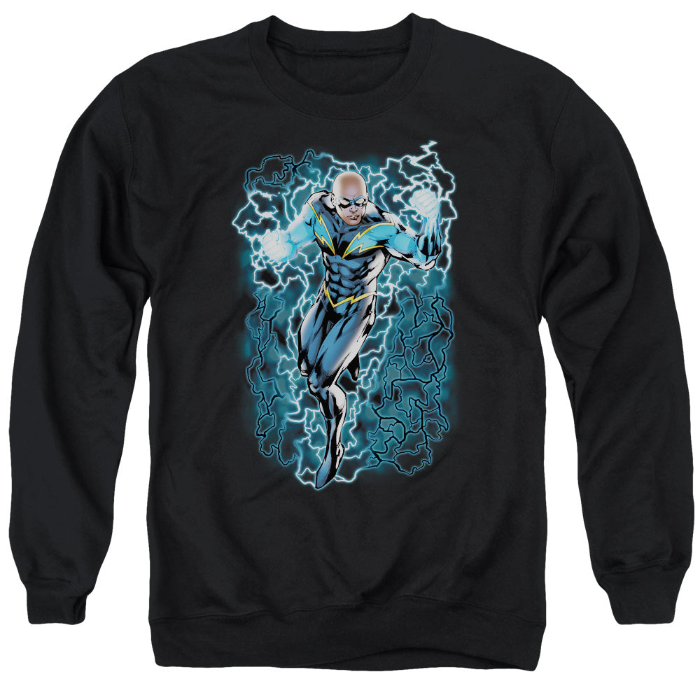 Justice League Black Lightning Bolts Mens Crewneck Sweatshirt Black Officially Licensed