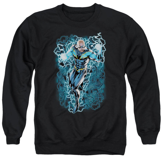 Justice League Of America Black Lightning Bolts Mens Crewneck Sweatshirt Black Officially Licensed