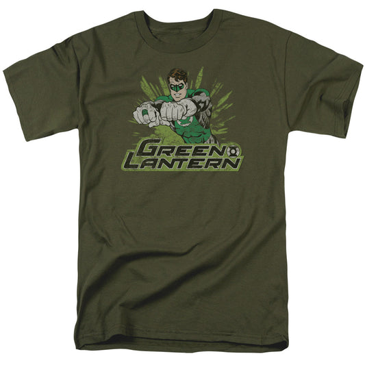 Green Lantern Rough Distress Mens T Shirt Military Green Officially Licensed