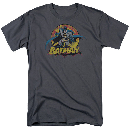 Batman Rough Distress Mens T Shirt Charcoal Officially Licensed
