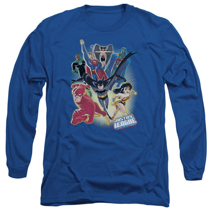 Justice League Of America Unlimited Mens Long Sleeve Shirt Royal Blue Officially Licensed