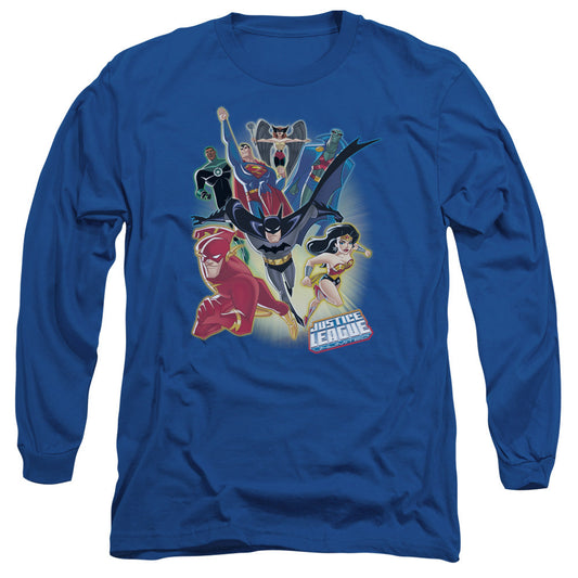 Justice League Of America Unlimited Mens Long Sleeve Shirt Royal Blue Officially Licensed