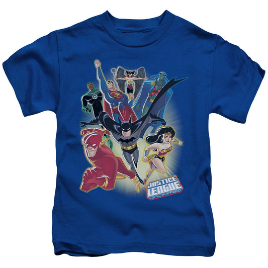 Justice League Unlimited Juvenile Kids Youth T Shirt Royal Blue Officially Licensed