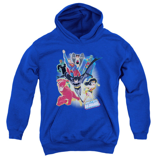 Justice League Unlimited Kids Youth Hoodie Royal Blue Officially Licensed